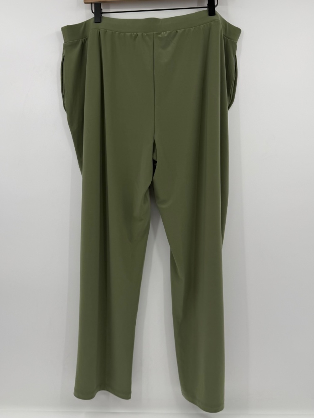 Susan Graver Pants Women XLP Green Liquid Knit Wide Leg Stretch Pull On Pockets - Picture 4 of 12
